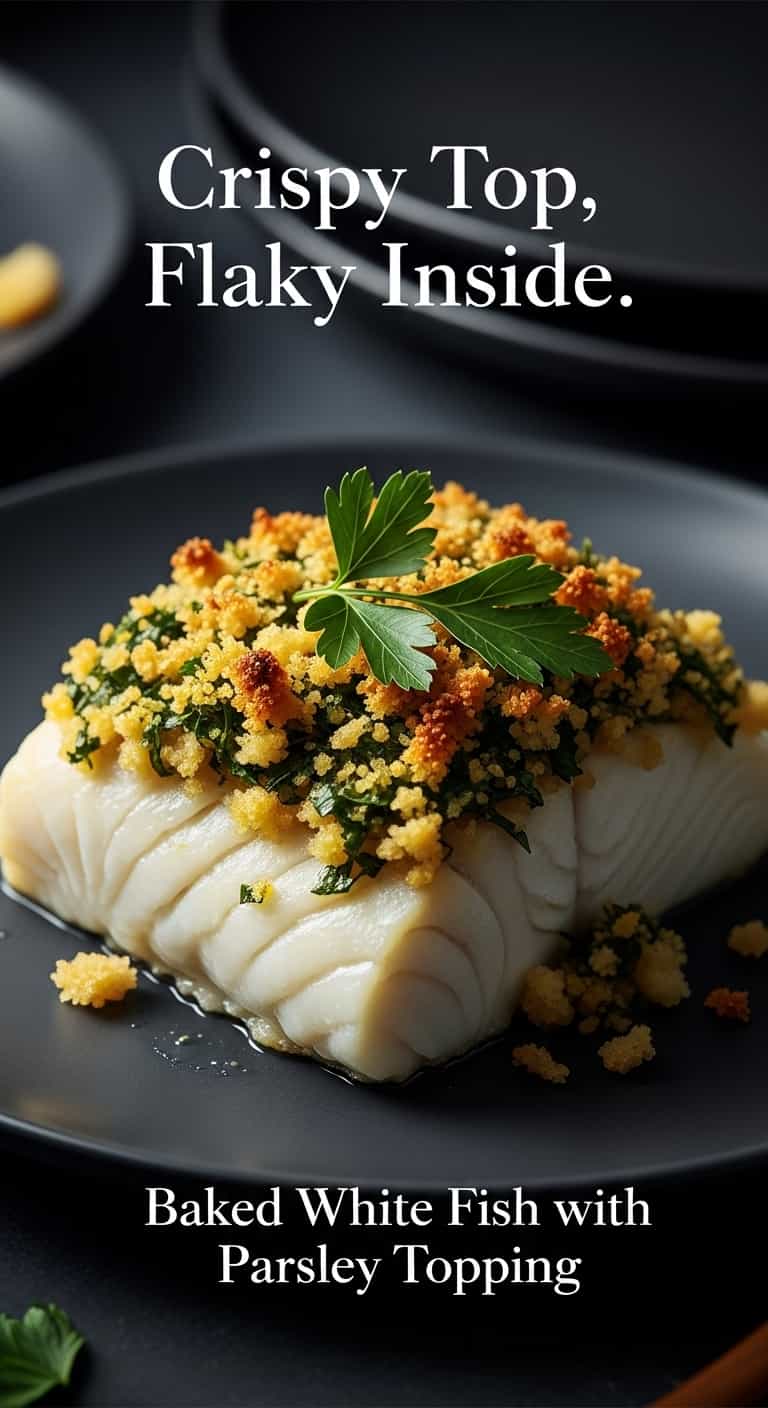 Baked White Fish with Parsley Topping